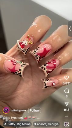 Birthday Nails Inspiration, Nail Painting Tips, Bedazzled Nails, Brown Acrylic Nails, Nail Foil, Acrylic Nail Set, Punk Nails, Diy Acrylic Nails