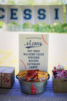 a baseball themed birthday party with candy