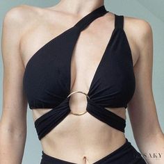 Lasaky - California Multi-Way Wrap-around Buckle Beach Bikini Top with Halter Neck Strap for Enhancing Bust, Sexy and Stylish Ring Halter, Halter Neck Crop Top, White Crop Top Tank, Crop Top Women, Short Tank Top, Cropped Camisole, Club Party, Neck Crop Top, Neck Strap