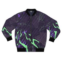 Men's Bomber Cyberpunk Jacket Zip up Jacket Futuristic - Etsy Romania Cyberpunk Fitted Outerwear For Streetwear, Rave Style Black Winter Outerwear, Black Rave Outerwear For Winter, Fitted Techwear Track Jacket For Streetwear, Fitted Purple Outerwear For Streetwear, Fitted Graffiti Print Outerwear For Streetwear, Jacket Cyberpunk, Futuristic Jacket, Cyberpunk Costume