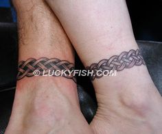 two people with matching tattoos on their feet