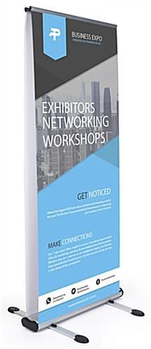 a roll up banner with the words exhibit networking workshop on it