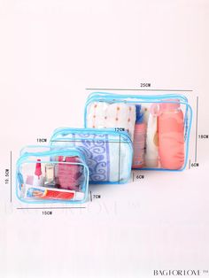 BagForLove - Travel-friendly Clear PVC Toiletry Bag Set - Quart Size, 3-Piece Cosmetics Kit Product Description Color Blue Pattern Type Plain Closure Type Zipper Material PVC Size Chart INCH CM Bag Length Bag Width Bag Height Size 9.8/7.1//5.9 inch 2.4/2/2.8 inch 7.1/4.7/3.9 inch one-size Bag Length Bag Width Bag Height Size 25/18//15 cm 6/5/7 cm 18/12/10 cm one-size Details Pictures Similar Products h2 { text-align: center; } /* æ¢è¡ */ li{ white-space: normal; word-break: break-all; word-wrap: break-word; } .red-box { width: 100%; display: flex; flex-direction: row; flex-wrap: wrap; justify-content: center; } .red-box > div { width: 190px; height: 250px; margin: 10px; } .red-box > div > a > img { width: 190px; height: 250px; } .size-box { width: 100%; margin: auto; white-space: nowrap; Clear Makeup, Cosmetic Kit, Clear Makeup Bags, Pocket Handbag, Make Up Organiser, Beauty Case, Genuine Leather Wallets, Women Bags Fashion, Travel Toiletries