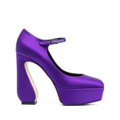 electric purple calf leather blend satin trim platform sole square toe buckle-fastening ankle strap 40mm branded leather insole 130mm high sculpted heel Electric Purple, Sergio Rossi Shoes, Rossi Shoes, Womens Shoes High Heels, Sergio Rossi, Gorgeous Bags, Sneaker Wedge, Card Holder Leather, Womens High Heels