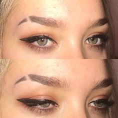 Shave Eyebrows Slits, Eyebrow Slits Women, Slick Eyebrows, Shaved Eyebrow Look, Emo Eyebrows, Eyeliner Emo, Shaved Eyebrows