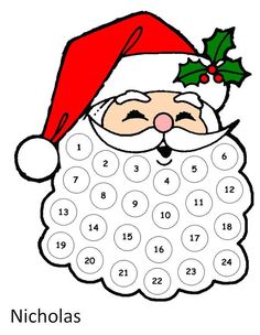 santa claus coloring page with numbers to 10 on the bottom and one in the middle