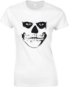 Skull Makeup, Ladies Printed T-Shirt - White/Black XL = 8-10 - Brought to you by Avarsha.com Skull Makeup, Creative Tshirt, Popular Color, Shirt White, Suits You, Shoes Jewelry, Print T Shirt, White Black, Inside Out