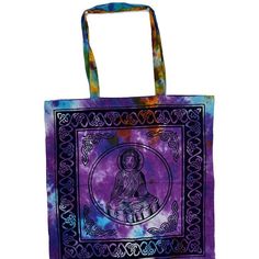 18 x 18 Buddha Tie Dye Tote Bag - Magick Magick.com Tie Dye Tote Bag, Buddha Print, Beautiful Buddha, Dye Colors, Tie Dye Colors, Stay Organized, Staying Organized, Tie Dye, Dye