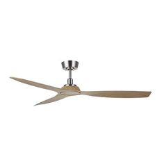 a ceiling fan with two blades on the top and one light on the bottom, against a white background