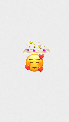 an emoticive smiley face with hearts on it's forehead and a crown over his head