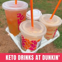 keto drinks at dunkin'donuts with orange straws in their cups