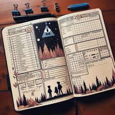 an open notebook with a star trek game on it