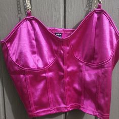 This Tank Crop Top Is New Without Tags. Brand: Shein Size: Large (40/42, 8/10) Color: Navy And Fucsia Material: Silk With Chain Only 1 Of Each Colors New, Never Used. Pink Party Crop Top With Straps, Party Pink Crop Top With Straps, Pink Spaghetti Strap Crop Top For Night Out, Chic Pink Crop Top For Club, Tank Crop Top, Halter Tank Top, Spaghetti Strap Tank Top, Floral Peplum, Gray Tank