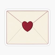 an envelope with a heart sticker on the front and side, for valentine's day