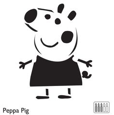 peppa pig is standing with his hands in the air