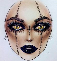 Halloween Makeup Witch, Fantasy Make-up, Halloween Make-up Looks, Makeup Charts, Cool Halloween Makeup, Makeup Face Charts, Face Art Makeup, Halloween Makeup Inspiration