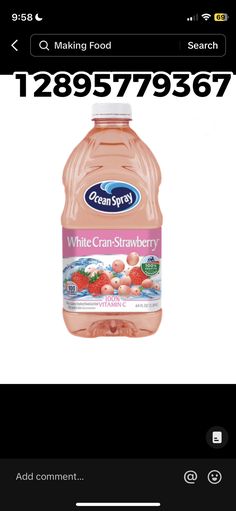 a bottle of white cran - strawberry juice on a black background with the caption below it