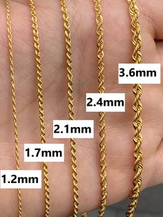 "14K Solid Gold Rope Chain Necklace /Genuine Gold  Rope Necklace /Trending Choker Chain /Gift for Her / Everyday Necklaces for women and men / Mothers Day Gift * Gold KT: 14K Solid Gold * Gold Color Options: 14K Gold * Chain Lengths:  16'', 18\", 20\", 22\", 24\" * The chains are semi-hollow and durably made of genuine gold * Available in 1.2mm, 1.7mm, 2.1mm, 2.4mm, and 3.6mm width options. The yellow color of the necklace is dark as seen in the images! Follow on Instagram - @bayargold.tr My Web Site - https://www.bayargold.com/ * Bayar Gold is a fine jewelry company. Please do not hesitate to ask us questions. We are always here to help you. * All items are packed in the high-quality jewelry box. The gift message is available. Please let us know what to write by leaving us a note at check Chain Women Gold, New Model Chains Gold, Gold Rope Chain Women, Gold Rope Chain For Men, Boys Neck Chains Gold, Rope Chain Necklace Gift, Gold Link Rope Chain Necklace Perfect For Gift, Gold Link Rope Chain Necklace For Gift, Gold Rope Chain Necklace With Lobster Clasp As Gift