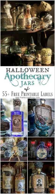 halloween apothecary jars with free printable labels for sale in the store