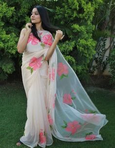 Hand Painted Saree, Painted Saree, Fancy Sarees Party Wear, Party Sarees