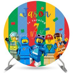 a plate with legos on it that says, jason is turning seven