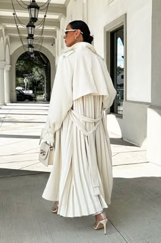 WALKING IN GRACE COAT [PRE-ORDER 2/15] – Kosmios Expensive Business Outfits Women, Mediterranean Fall Fashion, Puff Sleeve Trench Coat, Designer Trench Coat Women, Pleated Trench Coat, Opera Outfit What To Wear To The, Outfits For Short Torso Women, Ivory Clothes, Italian Fall Fashion