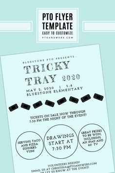 a flyer for an event with the words tricky tray on it