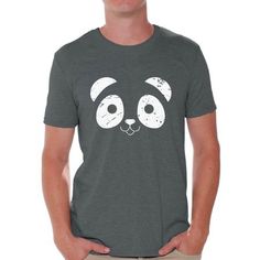 Panda Face Shirt Valentine's Day T Shirt for Men Size: L.  Color: Black.  Gender: male.  Age Group: adult. Casual Gray T-shirt With Cartoon Print, Gray T-shirt With Cartoon Print And Crew Neck, Gray Cotton T-shirt With Cartoon Print, Fun Gray Short Sleeve T-shirt, Casual Tops With Funny Print For Father's Day, Father's Day Casual Pre-shrunk Shirt, Cute Gray Crew Neck T-shirt, Cute Black T-shirt For Father's Day, Casual Screen Print Shirt For Father's Day