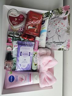 the contents of a beauty box are neatly packed