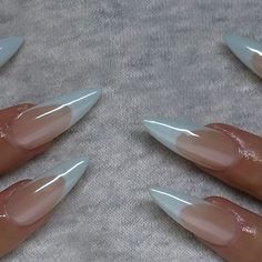 Stiletto Nails Medium, Blue Cute Nails, Baby Blue Stiletto Nails, Baby Blue Nails Stiletto, Light Blue Stiletto Nails, Blue Pointy Acrylic Nails, Light Blue Stilletos Nails, Light Blue Airbrush Nails, Blue Stellio Nails