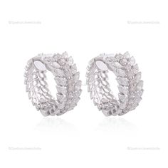 Get this exotic and trendy 18k White Gold Earrings studded with Diamond that will provide you a classy look. Flaunt your style and fashion with this stunning ornament. ✧✧Welcome To Our Shop Spectrum Jewels India✧✧ Natural Diamond Hoop Earrings, 18K Gold Thick Huggies, Wedding Earrings, Statement Earring, Cluster Earring, Elegant Earring, Gift For Women ★PRODUCT SPECIFICATION★ * ITEM CODE - SEE-1454A * EARRING LENGTH - 22 Millimeters Approx. * METAL - 18k White Gold * 18k White Gold Weight : 12.5 White Cubic Zirconia Hoop Earrings For Wedding, White Diamond Hoop Earrings For Pierced Ears, White Cubic Zirconia Huggie Earrings For Wedding, Wedding White Cubic Zirconia Huggie Earrings, White Hoop Bridal Earrings For Formal Occasions, White Diamond Cut Huggie Earrings For Wedding, Wedding Hoop Earrings In White Gold With Halo Design, Fine Jewelry Diamond-cut Huggie Earrings For Wedding, Luxury Diamond Cut Huggie Earrings For Wedding