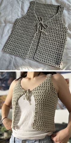 crocheted aprons are being made with the same material as they appear in this photo