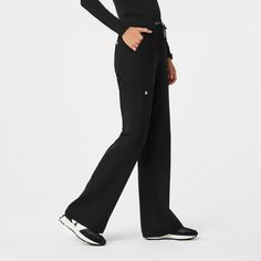 Women’s High Waisted Isabel Wide Leg Scrub Pants - Black · FIGS Black Figs, Leg Scrub, Black Fig, Mens Scrubs, Black Scrubs, Blue Scrubs, Nike Tennis Dress, Performance Leggings, White Halter Maxi Dress