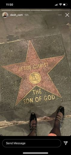 someone standing in front of a star on the hollywood walk of fame