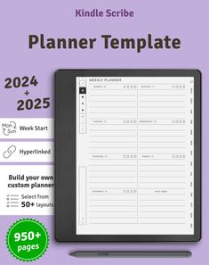 the planner template is displayed on a purple background