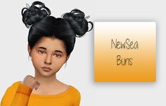 an animated woman with black hair and buns on her head, next to a sign that says newsea burns