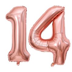 PRICES MAY VARY. Package Included:40 inch Rose Gold numbers 1 and 4 (uninflated) + 1 Straw,Rose Gold 14 or 41 number foil digital balloons are the best for 14th or 41st birthday party, wedding celebration, anniversary, ceremories celebration, business or big events party. Material: Number Balloons made with high quality aluminum foil., not easy to explode and leak, bright colors, full of numbers. How To Use:Infalted with helium or air with pumb or straw slowy to 90% enough,you can stick number b Scrapbook For Best Friend, Numbers Balloons, Rose Gold Number Balloons, Balloons Rose Gold, 41st Anniversary, Happy Birthday Icons, Gold Number Balloons, Foil Number Balloons, 15 Birthday