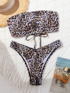 Ladies Summer Beach Vacation Style Bikini Set, Leopard Print And Random Print Multicolor Sexy   Fabric Leopard Print,Textured Pattern  High Stretch  Women Clothing, size features are:Bust: ,Length: ,Sleeve Length: Summer Vacation Style, Beach Vacation Style, Summer Beach Vacation, Summer Beach Outfit, Slim Fit Top, Swimsuit Set, Vacation Style, Beachwear For Women, Kids Sleepwear