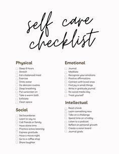 Weekly Self Care Checklist, Weekly Self Care, Self Care Checklist, Self Care Ideas, Self Care Bullet Journal, Creating A Vision Board, Learning To Say No, Self Confidence Tips