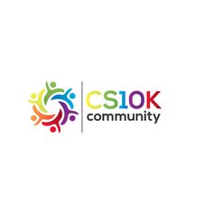 the cs10k community logo is colorful and has people holding hands in different colors