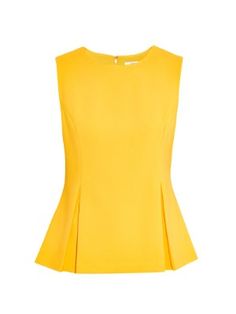 Chic Yellow Tops With Button Closure, Classic Yellow Tops With Button Closure, Designer Yellow Short Sleeve Tops, Luxury Yellow Collared Top, Luxury Yellow Sleeveless Tops, Blouse Dress Outfit, Blouse Outfit Casual, Professional Work Outfit, Peplum Styles