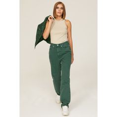 Green denim (100% Cotton). Jeans. Front zipper fly with button closure. 32" inseam. 11" rise. Imported. Green Outfit Aesthetic, Baggy Straight Jeans, Cotton Jeans, Rent The Runway, Green Outfit, Closet Designs, Outfit Aesthetic, Baggy Jeans, Off Duty