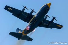 Blue Angels (2002-Pesent) USMC Lockheed C-130T Hercules (Fat Albert) Support Aircraft - Conducting a Rocket Assisted Take Off Ac 130 Gunship, C130 Hercules, Air Force Planes, Ac 130, Fat Albert, Planes Trains Automobiles, Angel Blue, Blue Angel