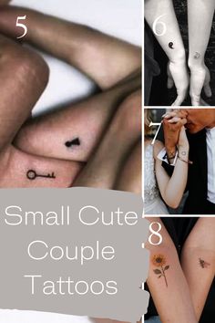 small cute couple tattoos on both legs