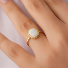 Vintage Opal Ring Gift for Woman Sterling Silver 18k Gold - Etsy Gold Opal Ring With Halo Design - Gift, Opal Ring With Halo Design For Gift, Minimalist Opal Ring, Opal Engagement Ring Vintage, Vintage Opal Ring, Gold Opal Ring, Opal Ring Vintage, White Stone Ring, Birthday Gift Ring