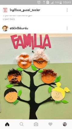 a family tree made out of paper with donuts on it and the words famila