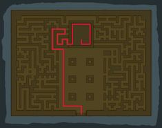 a red line is in the middle of a maze