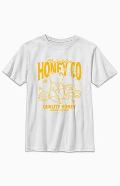 Explore the wonderful world of Disney with your friends from Winnie The Pooh, with the new Kids Pooh Bear Honey Co T-Shirt. This tee has a crew neckline, short sleeves, a standard fit, and cute graphics printed on a soft cotton fabriccation.Crew necklineShort sleevesStandard fitFront graphic100% CottonMachine washable PacSun Kids Pooh Bear Honey Co T-Shirt - White size Medium Winnie The Pooh Shirts, Wonderful World Of Disney, Bear Honey, Winnie The Pooh Shirt, Cute Graphics, World Of Disney, Kids Graphic Tees, Pooh Bear, Wonderful World