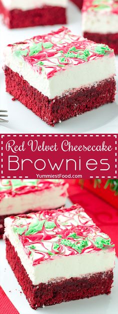 red velvet cheesecake brownies with white frosting