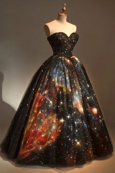 Cosmic Dress Gowns, Cosmic Core Dress, Star Magic Ball Gowns, Galaxy Gown Night Skies, Space Gown Haute Couture, Space Dress, Fashion Drawing Dresses, Hermione, Fashion Drawing